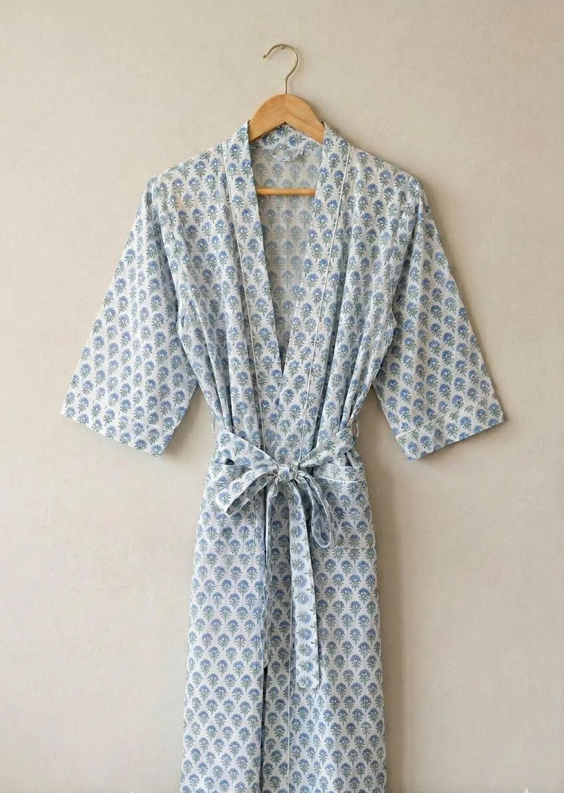Blue Floral Kimono Robe