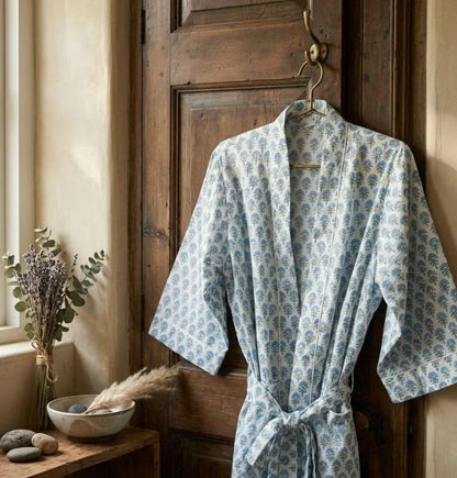 Blue Floral Kimono Robe