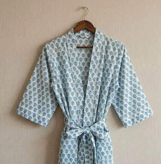 Blue Floral Kimono Robe