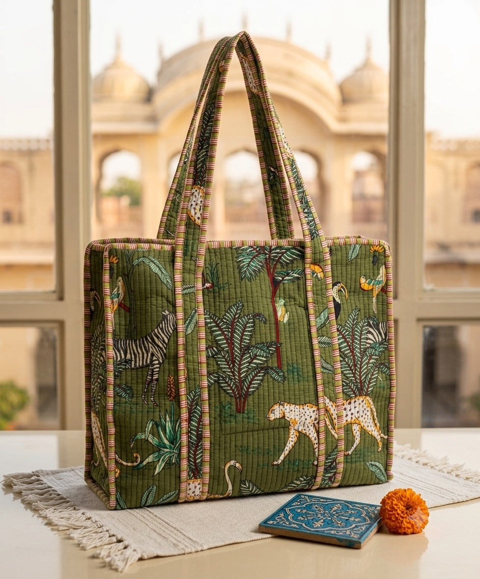 Olive Green Tote Bag
