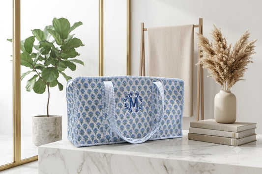 White and Blue Mahjong Bag