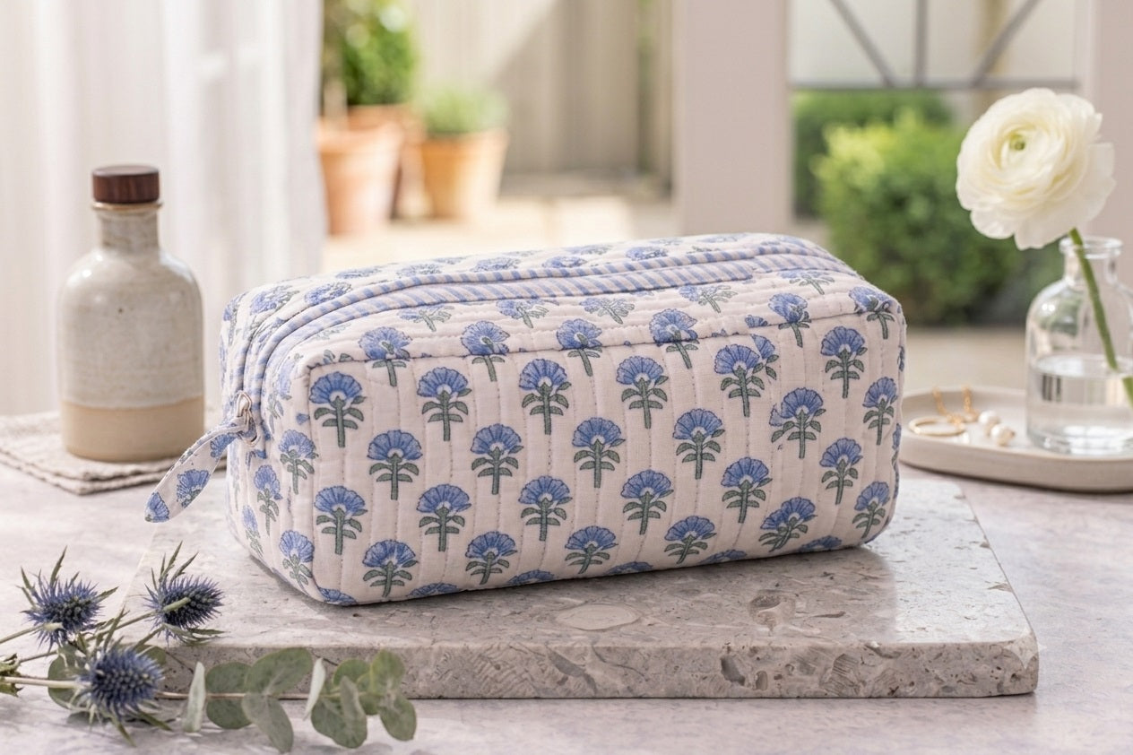 White and Blue Mahjong Bag
